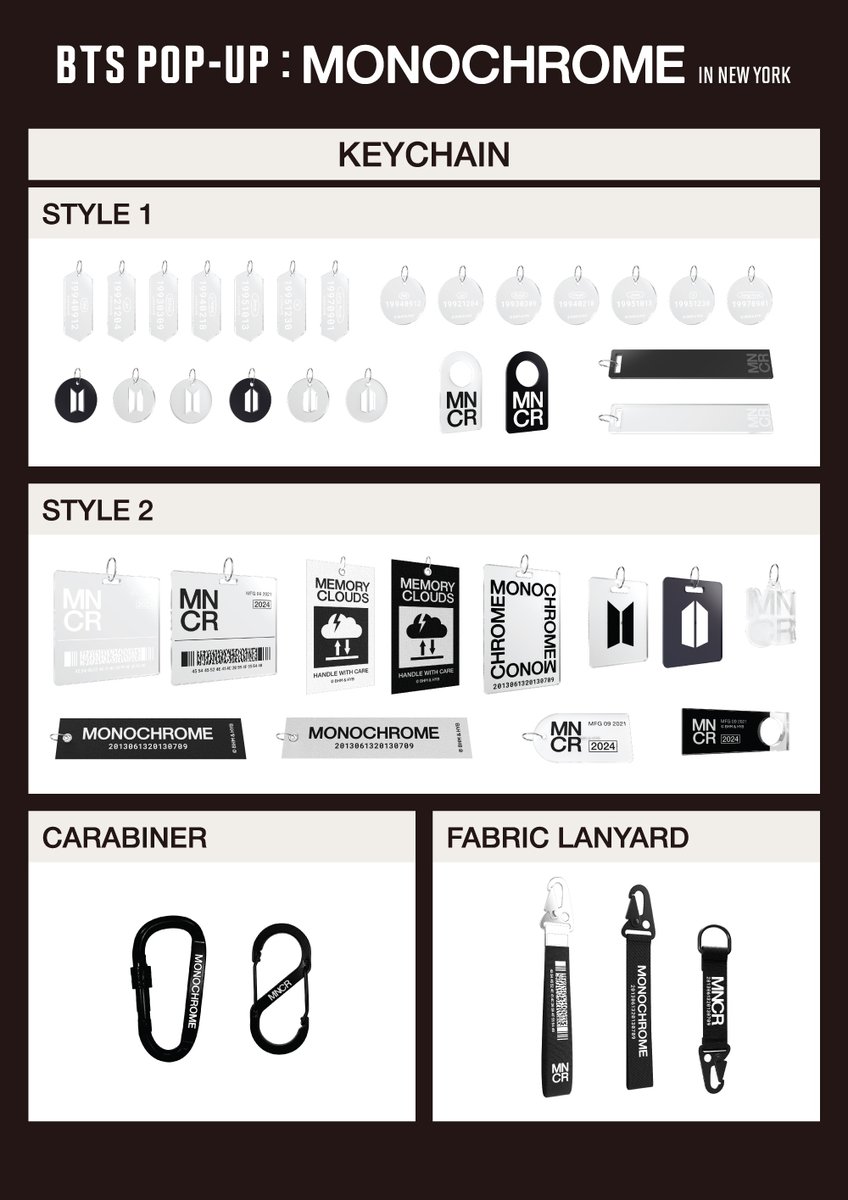 BTS POP-UP : MONOCHROME in NEW YORK 📢MERCH LIST Black & white
