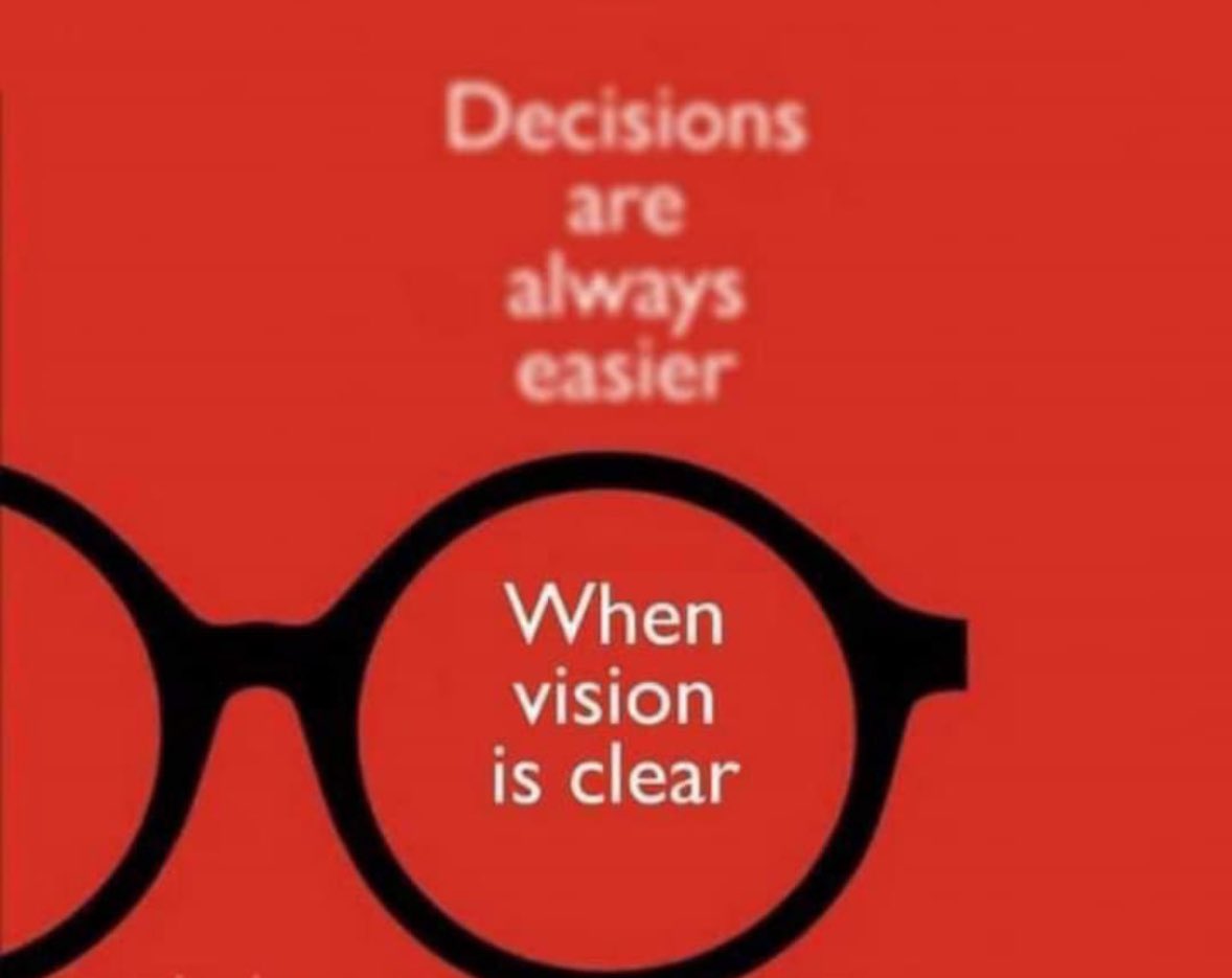 Applies to everything, even to businesses. If the leader's vision is clear, decisions tend to be clearer and more successful!