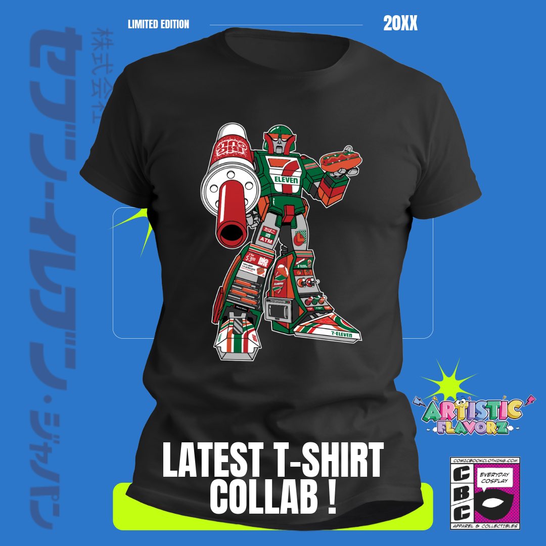 artisticflavorz's tweet image. π»π₯ What if a 711 transformed into a mech?
Meet 7TRON β our chaotic new tee collab with @comicbookclothing π€π
π₯ Dropping at #SDCC2025
π BOOTH 1116
π Limited run β once itβs gone, itβs roll out
#7Tron #ArtisticFlavorz #Booth1116 #SDCC #CollabDrop #TransformersVibes
