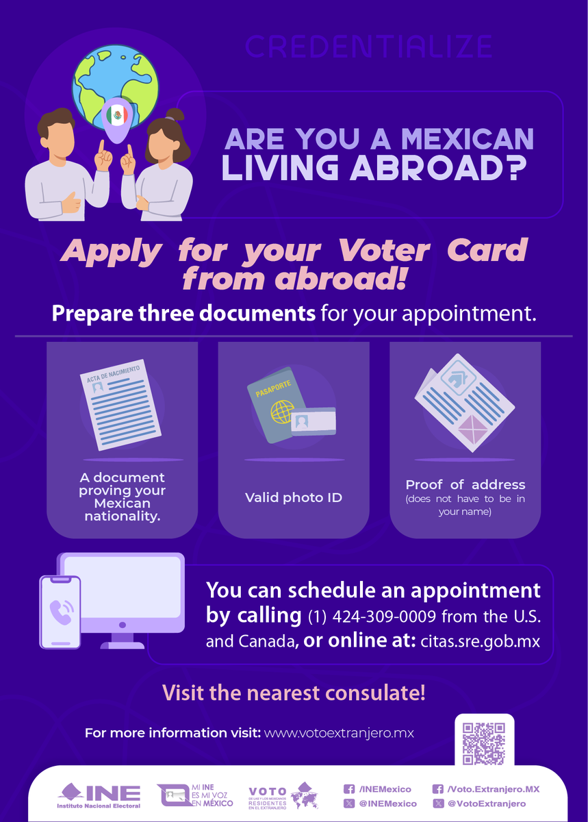 Do you know the requirements to get your Voter Card from abroad? 🗳
#VotoExtranjero #INEMéxico