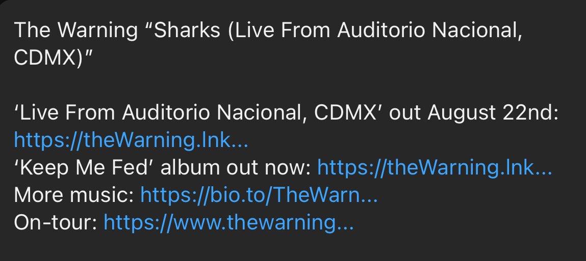thewarning_pt's tweet image. 🚨 LIVE ALBUM A 22 DE AGOSTO

*o link ainda não está a funcionar*