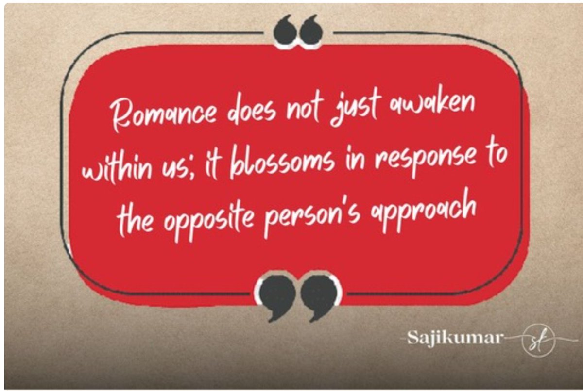Skanauthor's tweet image. Romance isn’t just a spark from within — it’s a dance of energy, mirrored and returned.
It blossoms when met with intention, effort, and care.
For more visit website.
Website link is in the bio ✨
#Romance #HumanConnection #Sajikumar #SKSpeaks #RelationshipWisdom
