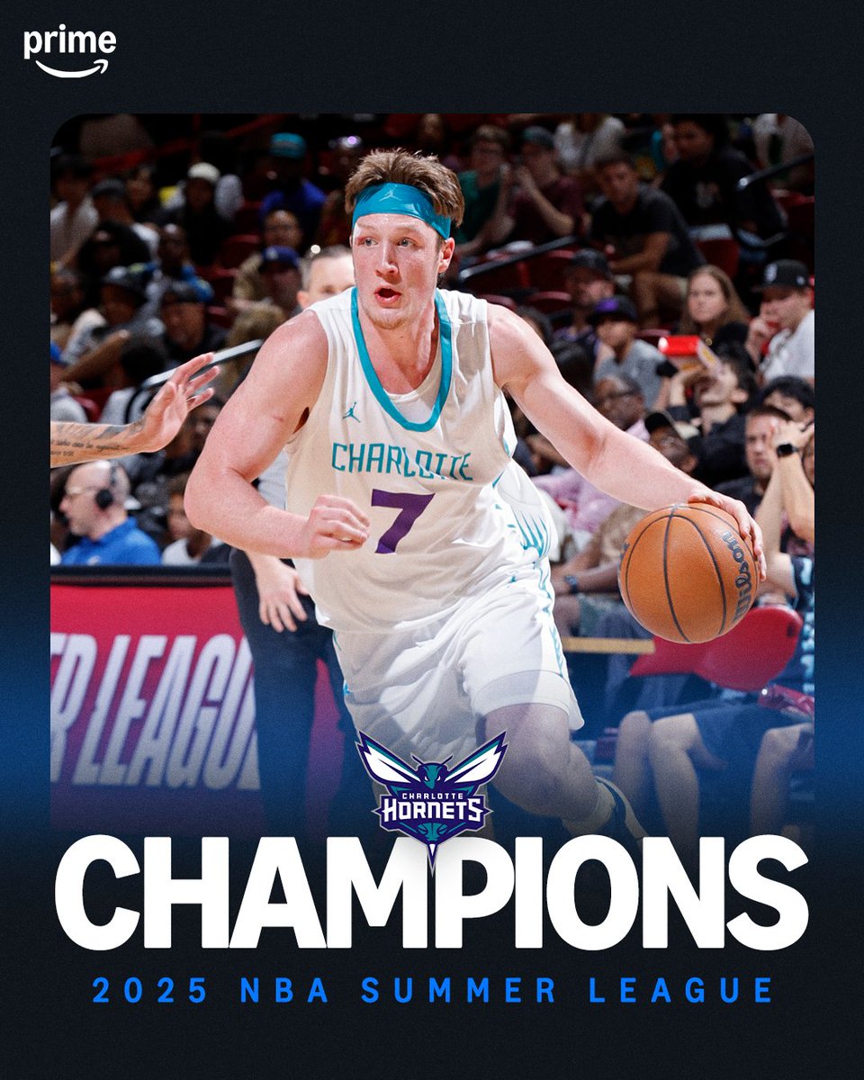 NBAonPrime's tweet image. Kon Knueppel (21p, 5r) leads the @hornets to their first @NBASummerLeague championship 🏆