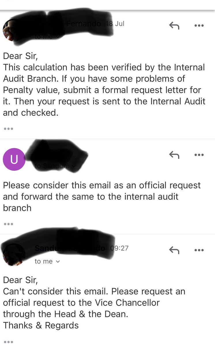 On today’s uni drama - when I pointed out that calculations for the no pay leave penalty is wrong, I was asked to write a separate letter to the Vice Chancellor, through Dean and Head of Department. 

This is what administration harassment looks like