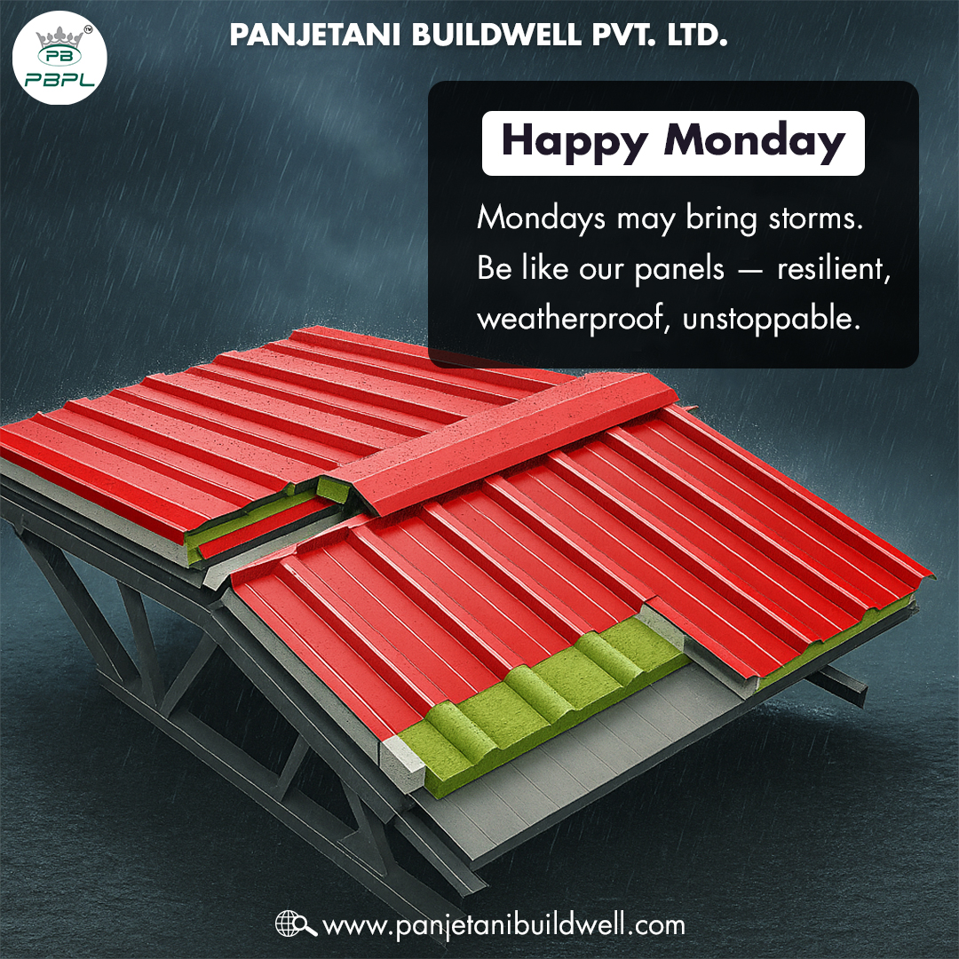 🌧️ Stormy Monday? No Problem! 
Just like our PUF panels — built to withstand any weather, any Monday.
Strong. Resilient. Unstoppable.
#HappyMonday from Panjetani Buildwell Pvt. Ltd. Weatherproof Roofing | Insulated Panels | Durable Structures
 panjetanibuildwell.com
 #PBPL #PEB