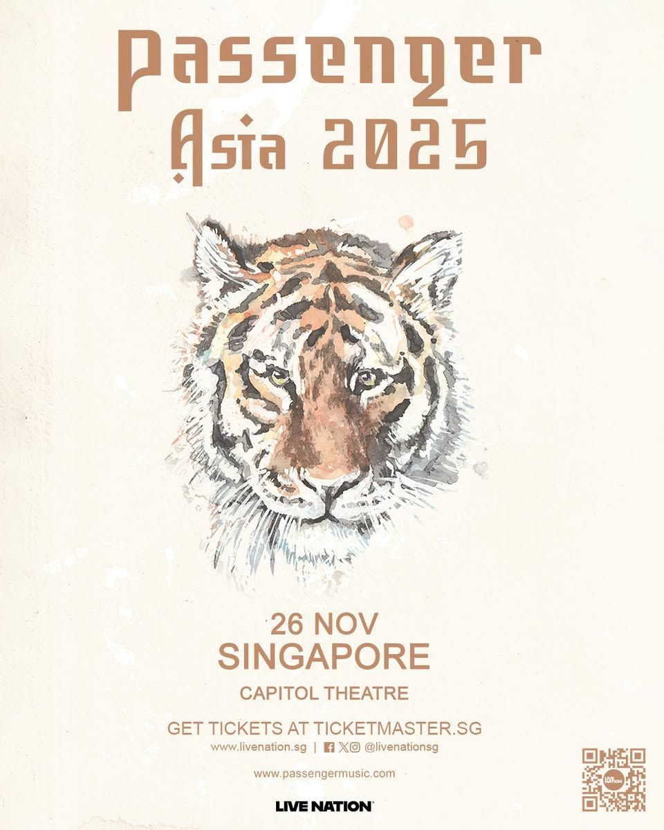 mtgh's tweet image. Singer-songwriter @passengermusic will perform in Singapore at the Capitol Theatre on 26th November, get your tickets now from @TicketmasterSG! @livenationsg
ticketmaster.sg/activity/detai…