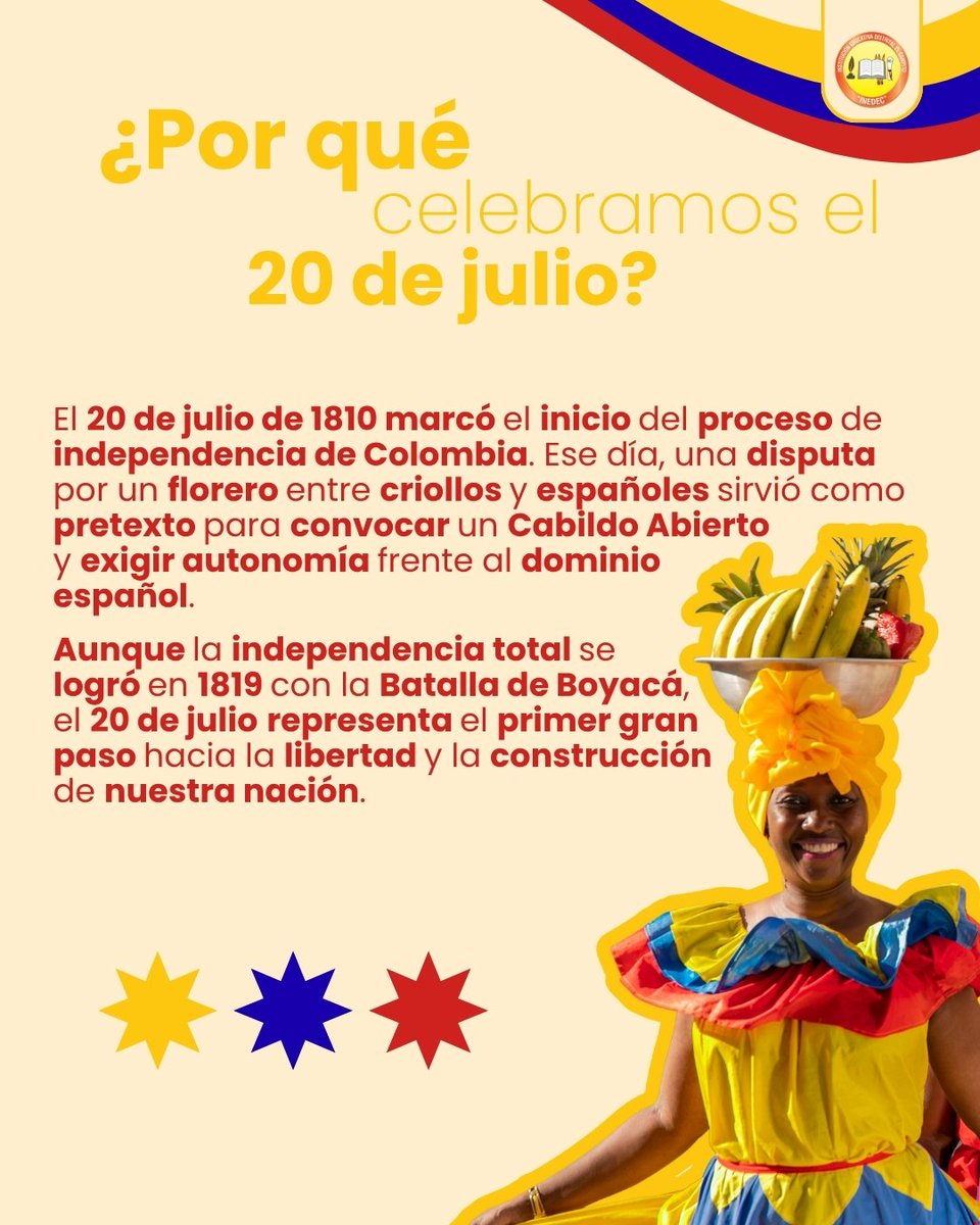 iedcampito's tweet photo. Hoy conmemoramos 215 años del Grito de Independencia, un día que marcó el inicio de nuestra libertad y el nacimiento de una nación llena de cultura, identidad y fuerza. 🇨🇴
¡Sigamos honrando nuestra historia y construyendo el futuro de Colombia!
💛💙❤️

#20DeJulio  #iedelcampito https://t.co/ng5UZpPiY9