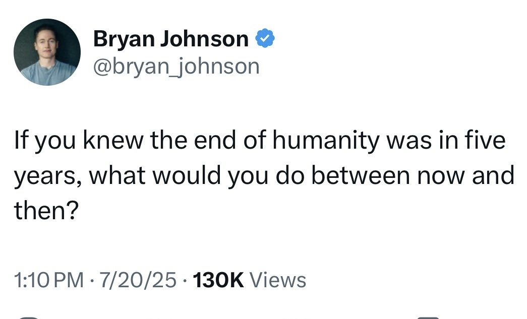 pavedwalden's tweet image. If you knew the end of humanity was in five years, would you spend more or less time than you currently do on dick science?