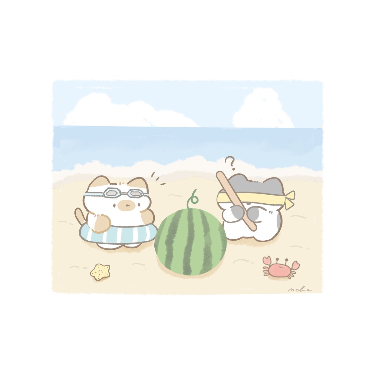 🍉🏝
 #海の日  #イラスト  #ちゃいとすみ
