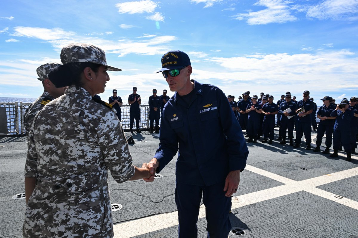 US7thFleet's tweet image. The U.S. Coast Guard Cutter Stratton (WMSL 752) arrived in Guam, July 3, after a landmark multinational sail with representatives from the maritime forces from Australia, India, and Japan.
Read more: ow.ly/oWAh50WsozZ
📸 by MC2 Kate Kilroy
#InternationalByDesign