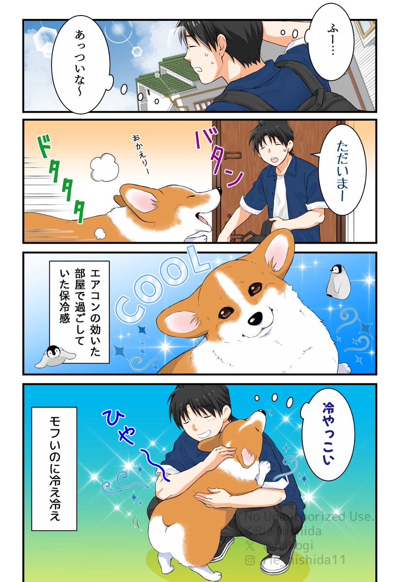 itikogi's tweet image. 暑い！暑いけど帰ったら冷やしコーギーが待ってる！
