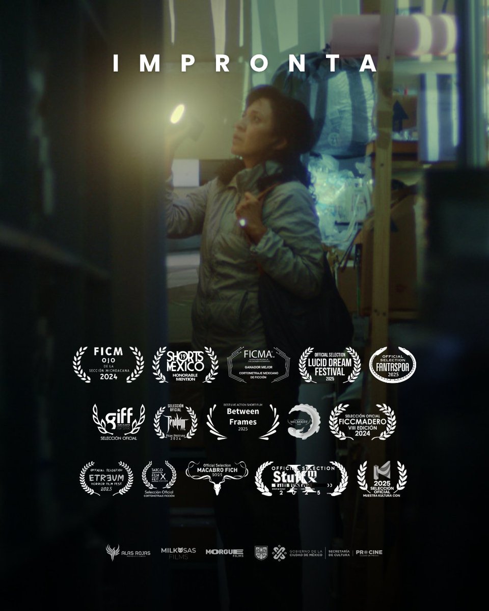 ¡Hace UN AÑO nuestro corto #Impronta tuvo se estreno mundial en el <a href="/giffmx/">Guanajuato Film Fest</a>! 🤩

Desde entonces, ha sido parte de 21 festivales y muestras de cine 📽 (en México y 3 países más) y ha recibido 9 premios.🏆

¡Muchas gracias a quienes lo hicieron realidad! 

morguefilms.mx/cortometrajes/…