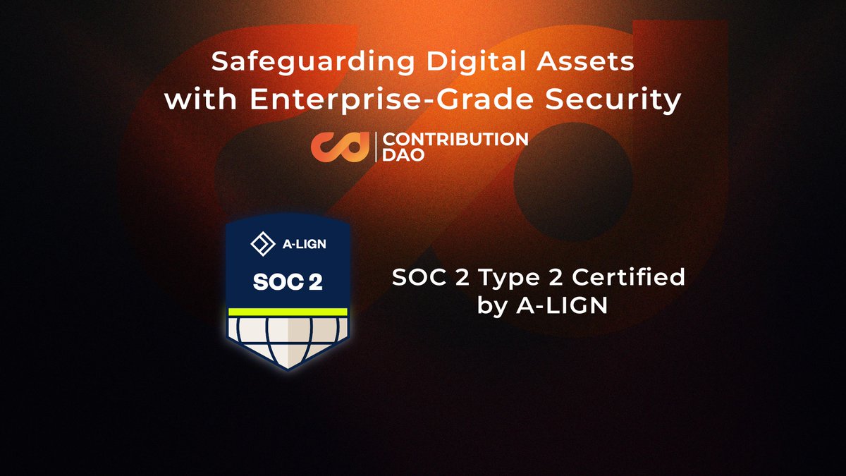 contributedao's tweet image. 🚨 Security & Compliance Milestone 🚨
ContributionDAO has officially completed its SOC 2 Type 2 audit, certified by A-LIGN, one of the world’s leading cybersecurity compliance providers.
This certification reinforces our commitment to delivering institutional-grade blockchain…