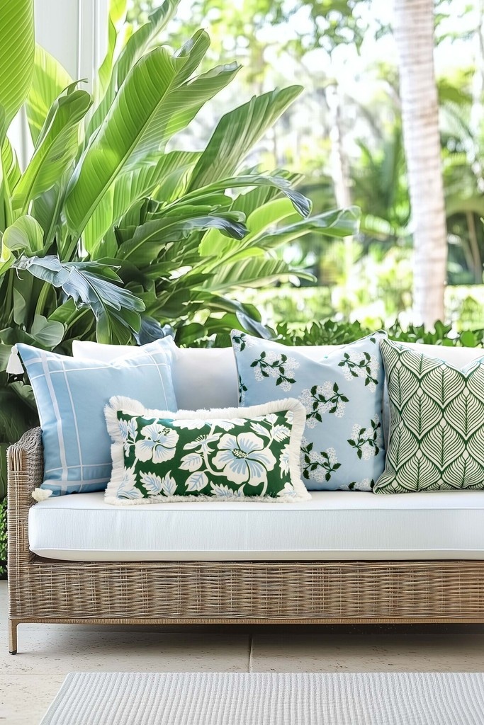 hofdeco's tweet photo. Fresh. Playful. Effortlessly chic. 🍃💧 These green &amp; baby blue indoor outdoor pillow covers are made to turn everyday spaces into little slices of paradise. Perfect for lounging, laughing, living.
.
 💚 Discover yours at https://t.co/Rk28ZDYRuz https://t.co/B10zPolQHj