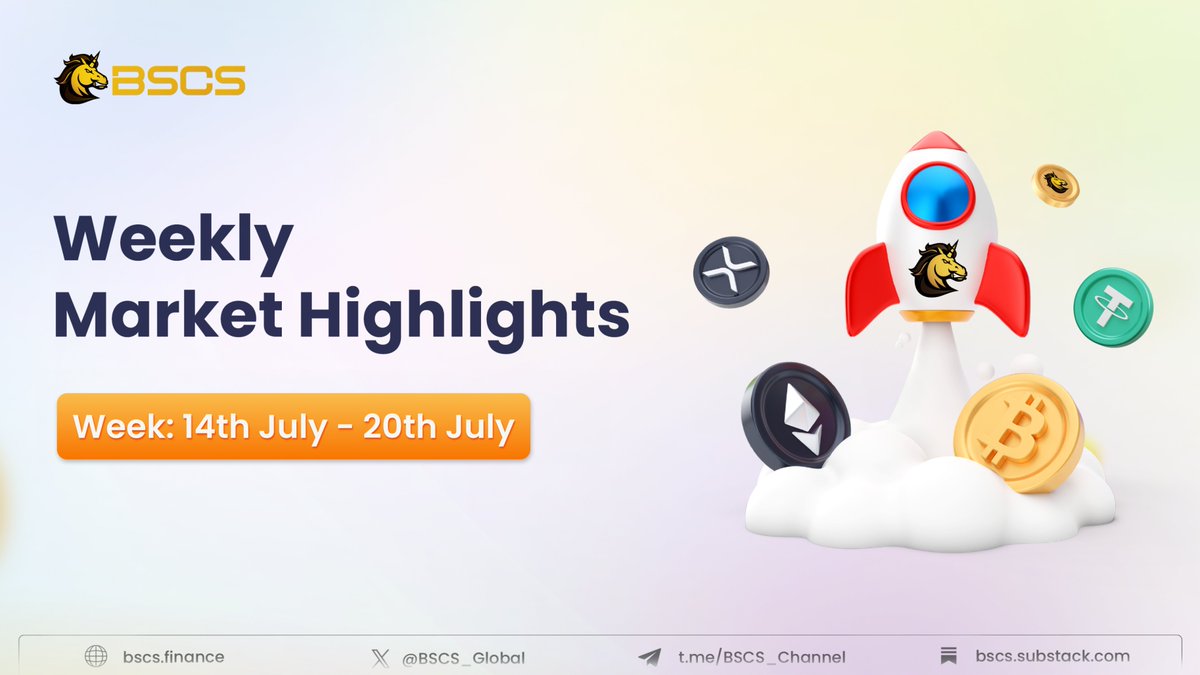 🔊Weekly Market Highlights #159: July 14 - July 20, 2025 ✨Week 3 of July  2025 once again marked a record-breaking milestone for the crypto market,  as the total industry market cap surpassed
