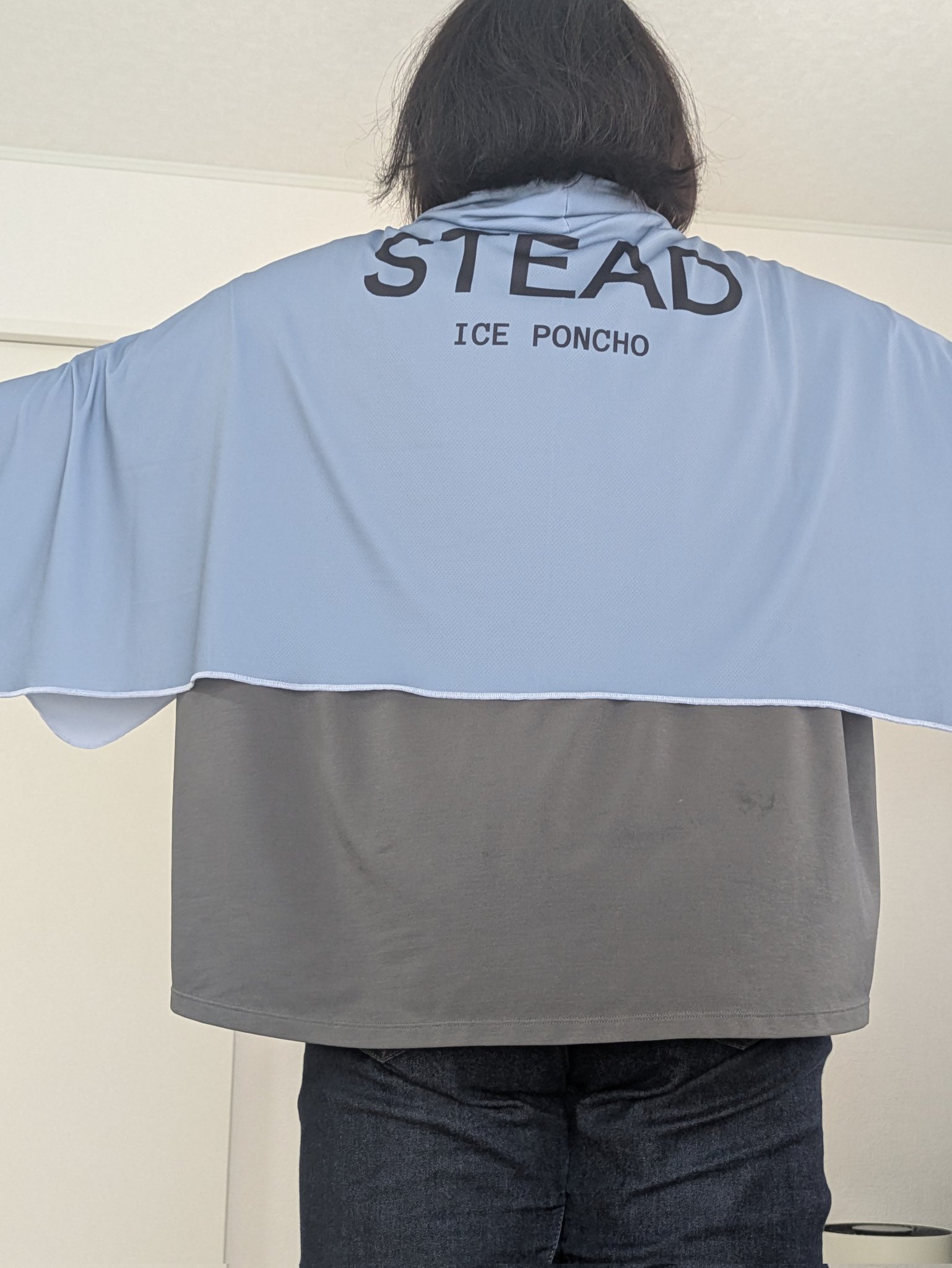 ［新品］［通販の虎］STEAD 冷感ポンチョ ブラック NEWブラック【送料込み】ice poncho / 冷感アイスポンチョ【※8月