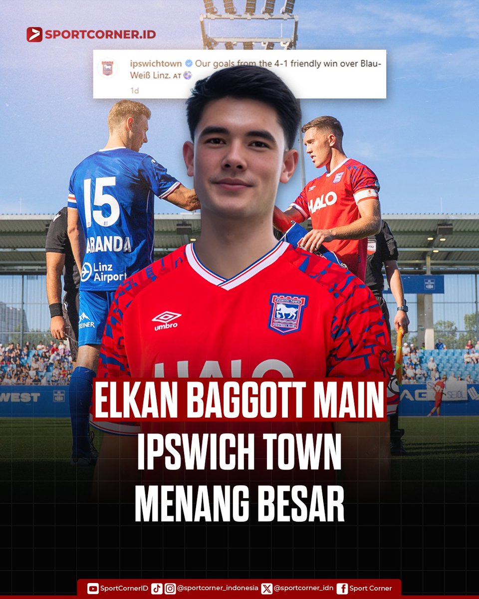 sportcorner_idn's tweet image. Lelaki tidak bercerita, tapi tiba-tiba starting tim utama Ipswich Town dan menan 4-1.

Kalo udah segacor ini, kira-kira Round 4 Elkan bakal dipanggil atau enggak nih sportlovers?👀

#ElkanBaggot #IpswichTown #Pramusim
