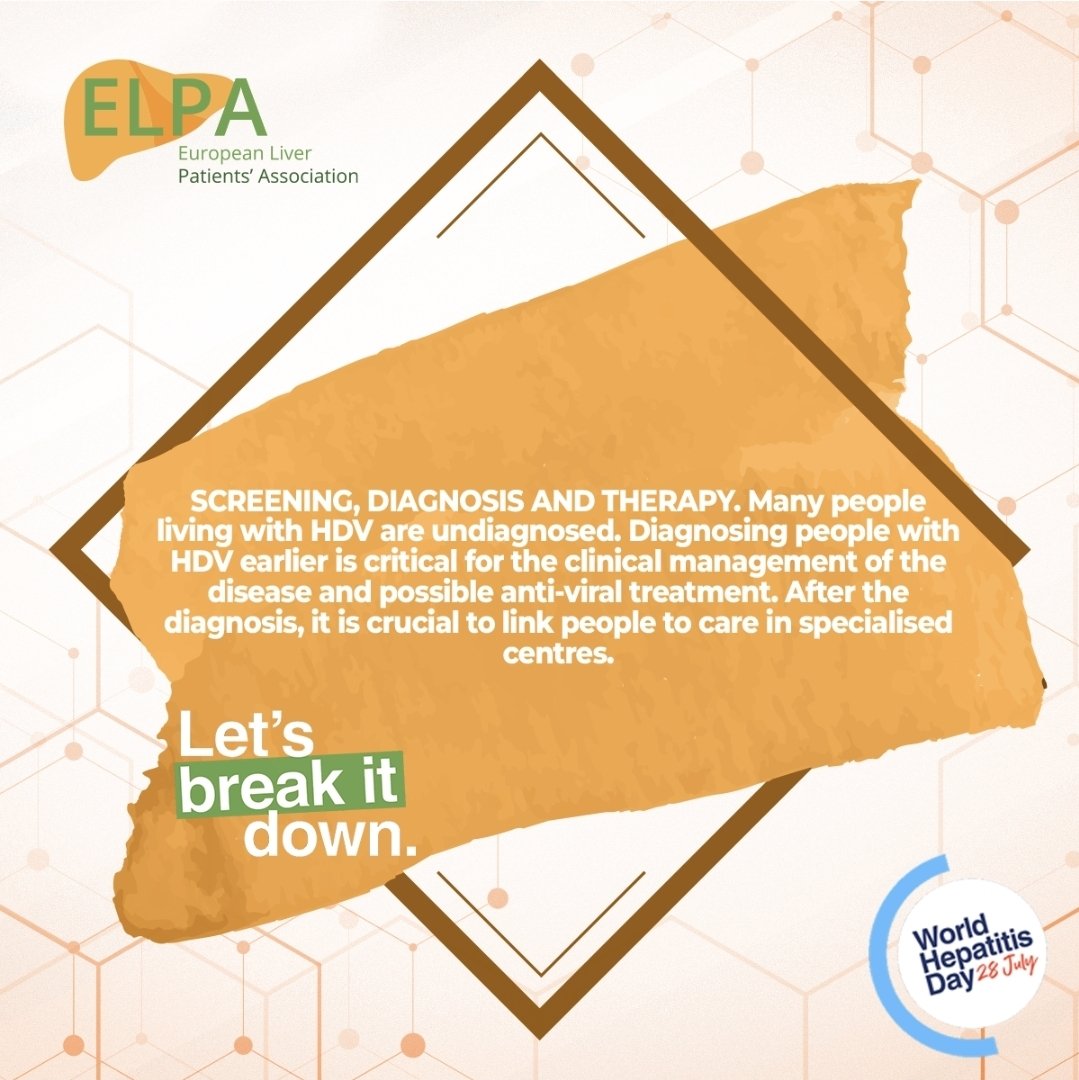 Let’s Talk Hepatitis D!
Many people living with Hepatitis D (HDV) remain undiagnosed—but early detection can change lives. 💪

🩺 Screening. Diagnosis. Therapy.
Early diagnosis is the key to managing HDV and starting antiviral treatment that can protect your liver and your life.