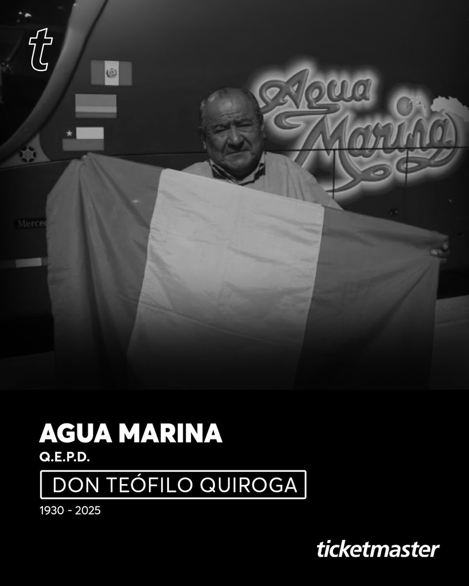 Hoy despedimos con profundo pesar a Don Teófilo Quiroga, fundador de Agua Marina y una de las figuras más emblemáticas de la cumbia peruana.

Gracias a su visión, esfuerzo y amor por la música, Agua Marina se convirtió en un símbolo de identidad, alegría y unión para generaciones