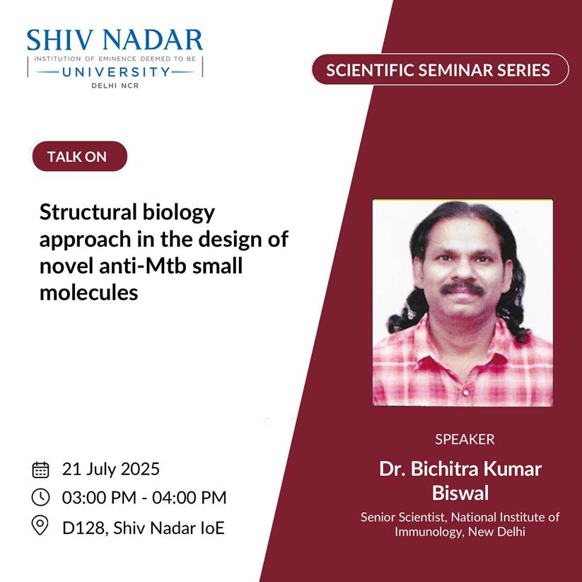 dls_snioe's tweet image. #DLSResearchSeminar 
Dr. Bichitra Kumar Biswal, Senior Scientist at NII, New Delhi, will deliver a talk today on &quot;Structural Biology Approach in the Design of Novel #AntiMtb Small Molecules.&quot; Plz join us!
Research area-  #structuralbiology with an emphasis on human TB. 
#AntiMtb
