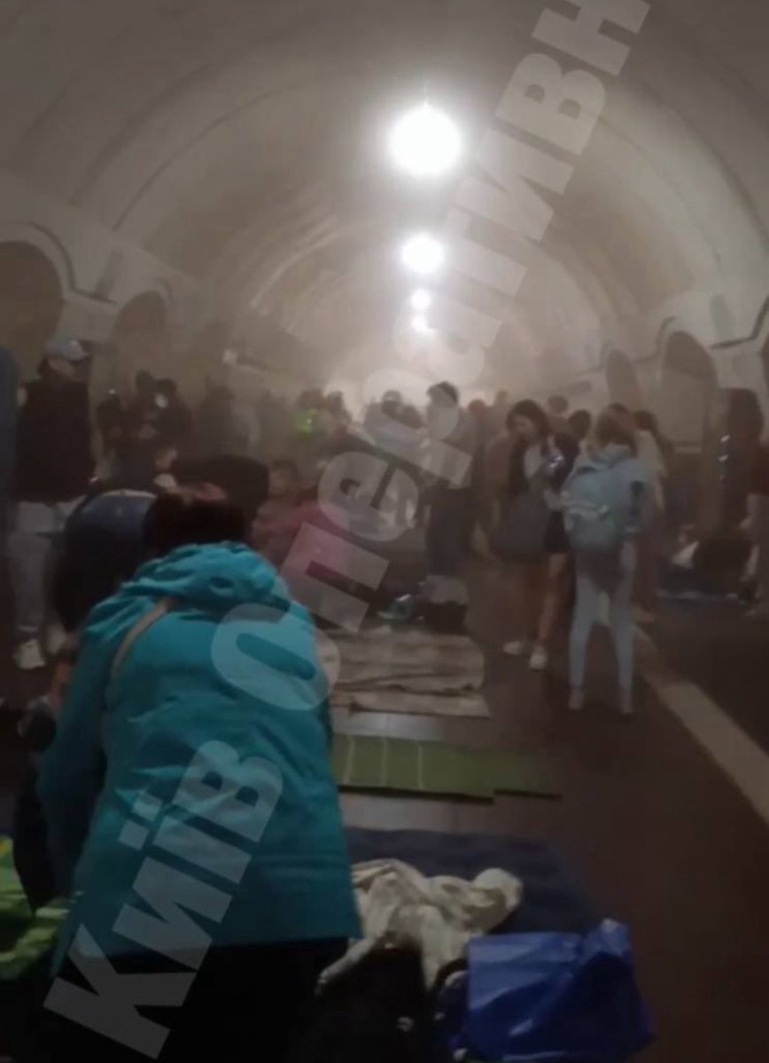 reshetz's tweet image. Russians hit a subway station in Kyiv where people were hiding from explosions