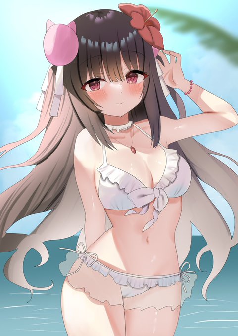 水着あまり着ないけど...頑張って着てみたよ...❤️どう..かな??( ܸ ܸ.  .ܸ )՞ ՞
#海の日 