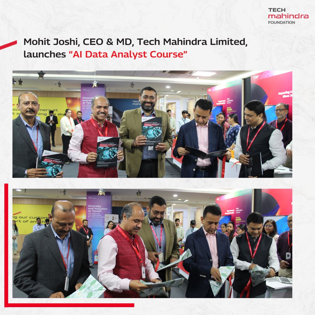techmahindracsr's tweet image. Mohit Joshi (@mohitjoshi74), MD & CEO, Tech Mahindra (@tech_mahindra), recently launched our AI Data Analyst course. Delivered in a hybrid-mode, the course is designed by Tech Mahindra Consulting and aims to empower young learners with in-demand skills in AI and Data Analytics.…