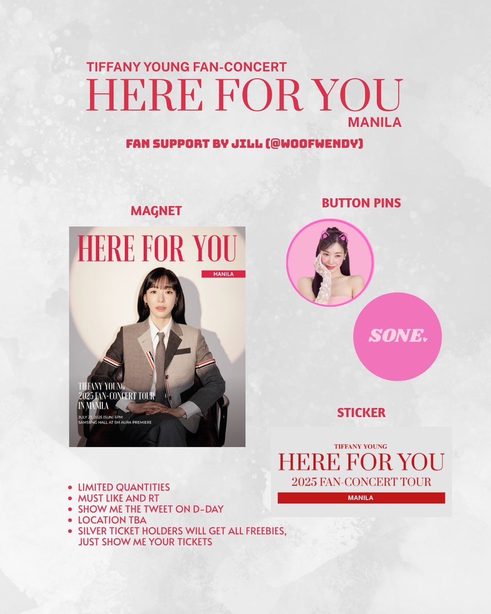 woofwendy's tweet photo. #2025HEREFORYOU_IN_MANILA fan support by me! 😝

No need to follow me here in twt. Just ask nicely on D-Day! ✨

Silver ticket holders will get all freebies, just show me this tweet and your ticket as I have to take note of your seat numbers bcos ✨trust issues✨ https://t.co/HtbxavwMDY