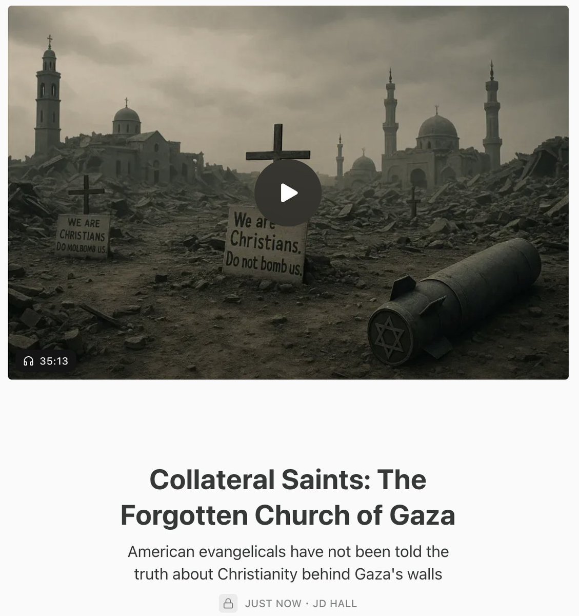 LostMyHats's tweet image. "Joel Berry, a man who made a name satirizing progressives, woke pastors, and the moral confusion of the modern West, has in recent days made clear that his priorities lie elsewhere. By asserting that the remaining Christians in Gaza deserved what they got because they supported…