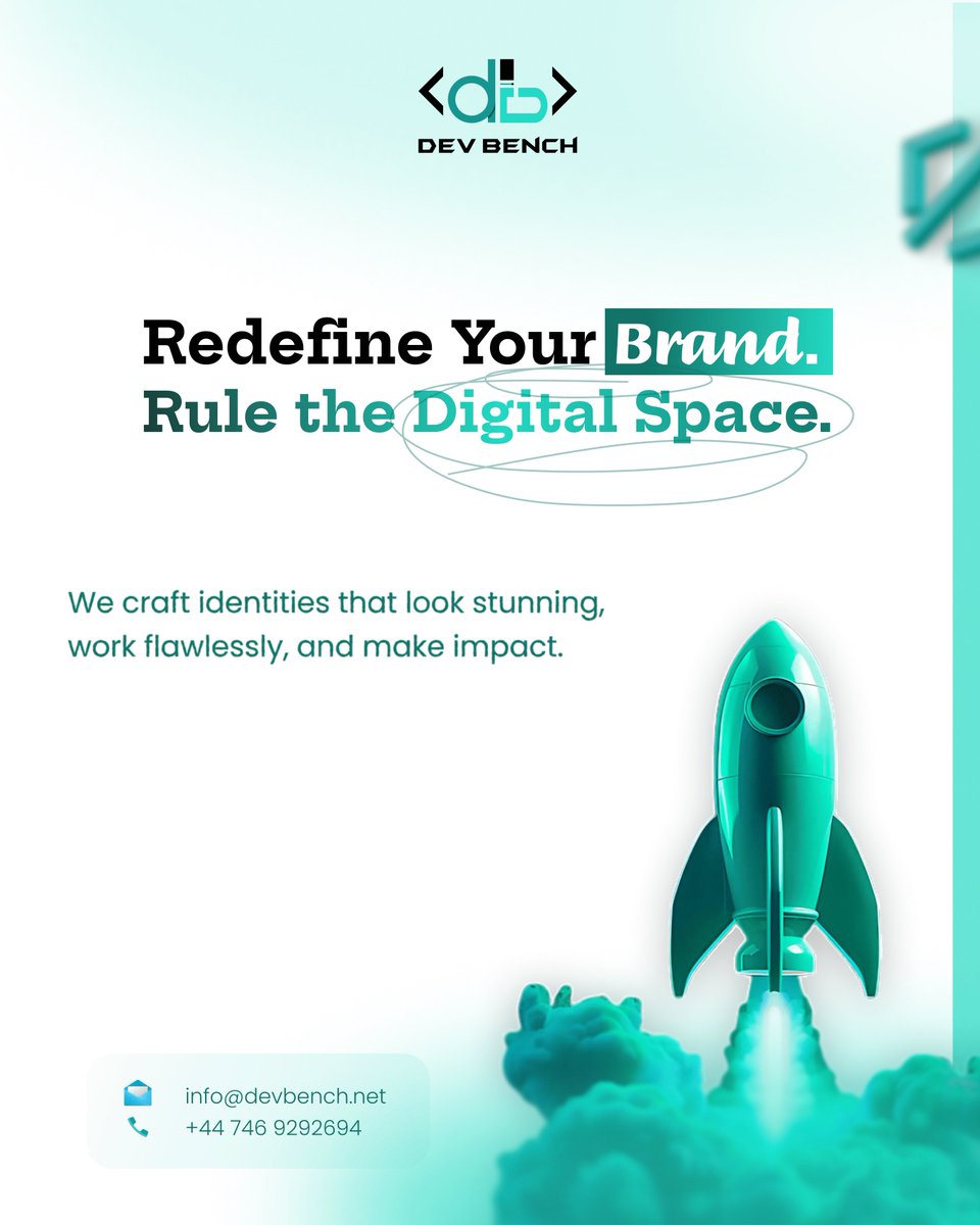 DevBenchLLC's tweet image. Redefine your brand. Rule the digital space.
We craft identities that look stunning, work flawlessly, and make impact.
#BrandIdentity #DigitalPresence #UIUX #DevBench #TechBranding #WebDesignExperts #NextGenDesign