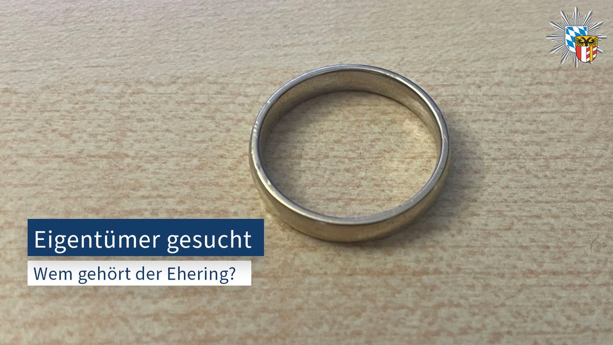 +++ Eigentümer gesucht +++

Vergangene Woche wurde ein #Ehering am #Königsplatz gefunden.

Beschreibung:
Weißgold, Gravur "Anja 23.11.2019", vermutlich Herrenmodell

Der Eigentümer wird gebeten, sich unter der Telefonnummer 0821/323-2110 zu melden.

#PolizeiSWN
