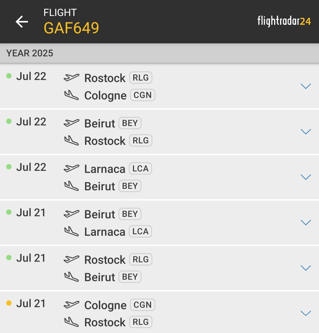 LebanonJets's tweet photo. #Germany AirForce Global5000 14+02 morning left Cologne to Rostock now into Beirut then will park nearby in Larnaca & head back here tomorrow as #GAF649 #3F4E27 sisterjet 14+05 was in Lebanon on Apr8
@Borrowed7Time https://t.co/p9vvNCUfqJ