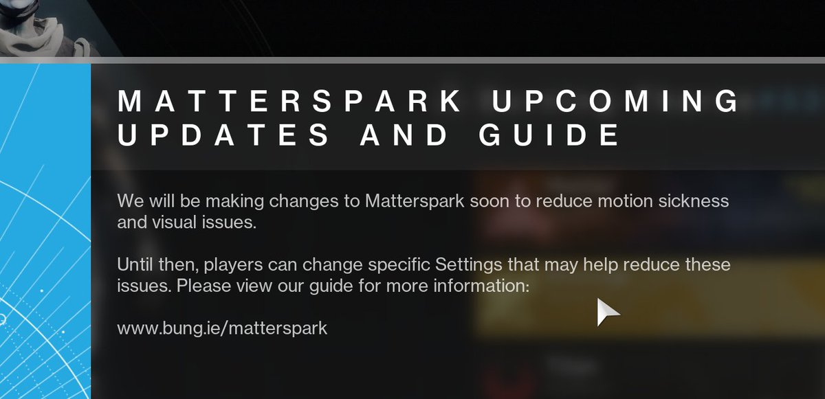 DetachedFox's tweet image. Thank you @Destiny2Team for changing matterspark for people with motion sickness, it got so hard to use it through the campaign ;-;