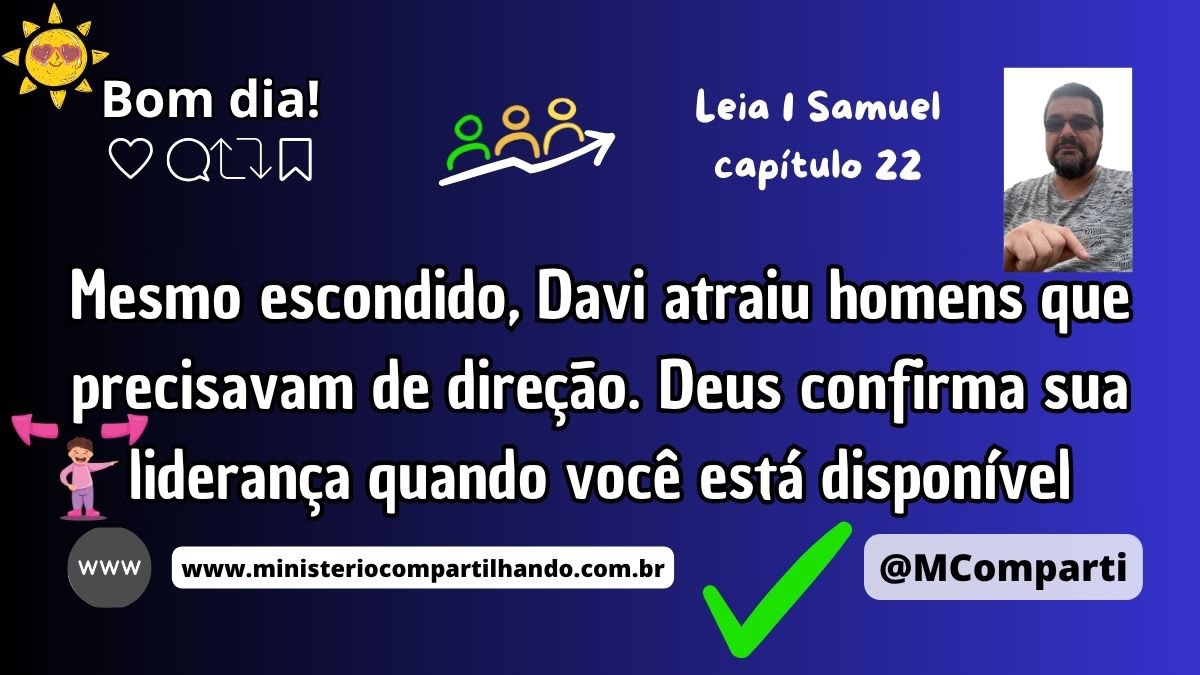 MComparti's tweet photo. ☀️Bom dia!⛅
Leia 1 Samuel 22
Mesmo escondido, Davi atraiu homens que precisavam de direção. Deus confirma sua liderança quando você está disponível
Graça, Paz e Alegria!
#liderar #disponibilidade #confirmar #1Samuel #PalavraDeDeus #DeuséFiel #MinisterioCompartilhando #Bíblia https://t.co/VfjNivCbyG