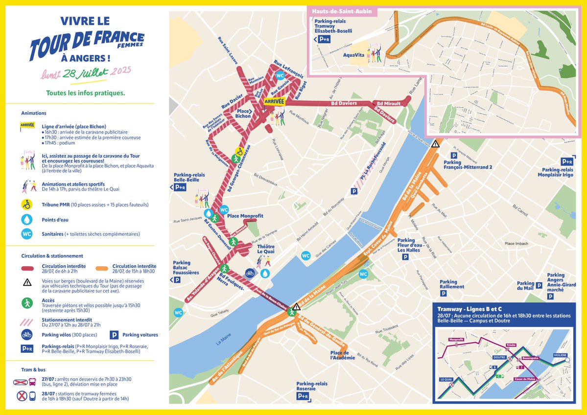 Angers's tweet image. J-7 avant l’arrivée des 154 coureuses du Tour de France Femmes à Angers à l’occasion de la 3 étape lundi 28 juillet ☀
Pour plus d’informations 👇
angers.fr/vivre-a-angers…