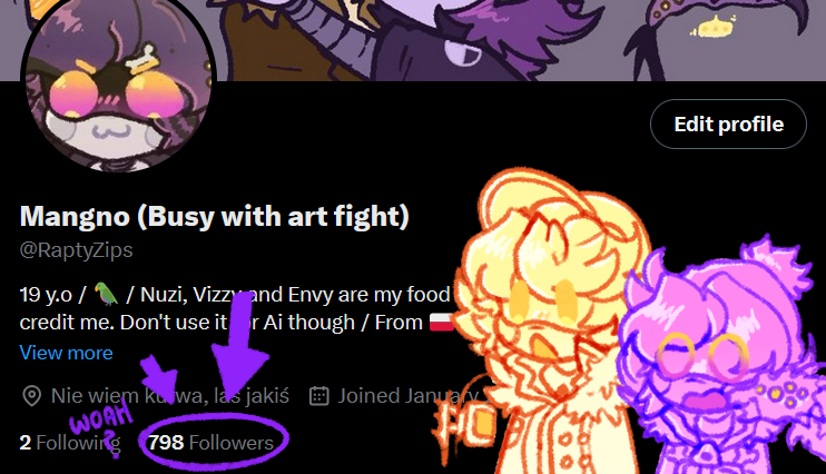 RaptyZips's tweet image. Hello??? TYSM?? I did NOT think I'd get even CLOSE to these numbers when I made this account, you guys are EPIC AS HELL