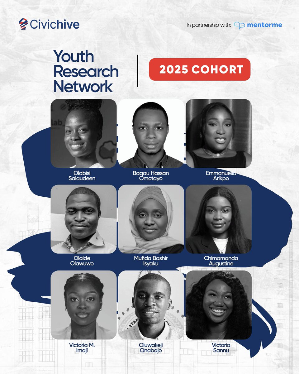 CivicHive's tweet image. We're proud to introduce the brilliant minds of the Youth Research Network 2025 Cohort, Nigeria's next generation of researchers, thought leaders, and change-makers! 🥳✨
From groundbreaking studies to innovative solutions, these young scholars are:
📌 Learning the art of…