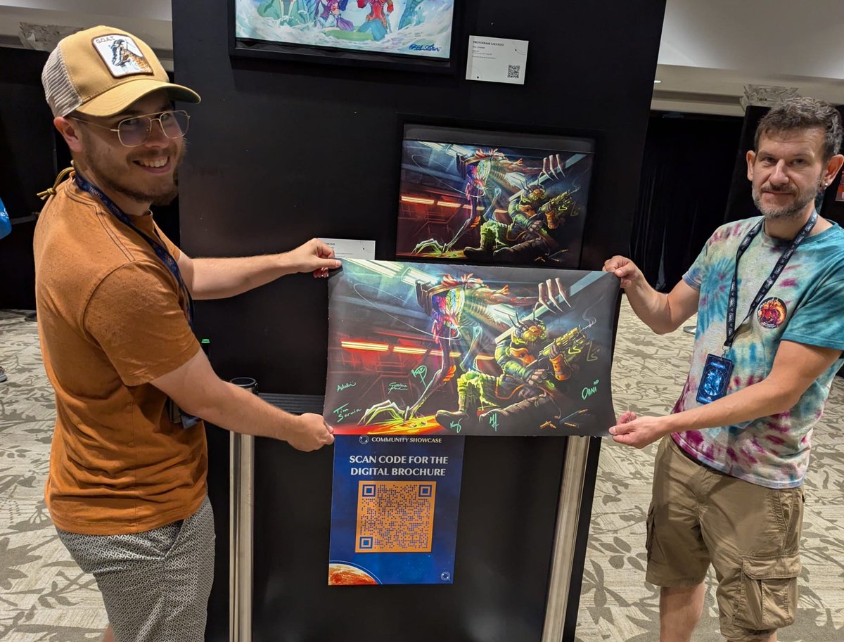 NiffBlueGriff's tweet image. Just got back from #TennoCon, and I get to take home a canvas print of my submission signed by the art team! 🥳 Got to be one of the most valuable things I own now. Big thanks to the art team for being so cool! ❤
@PlayWarframe
#warframe #warframe1999
#tennocon2025 #tennocreate