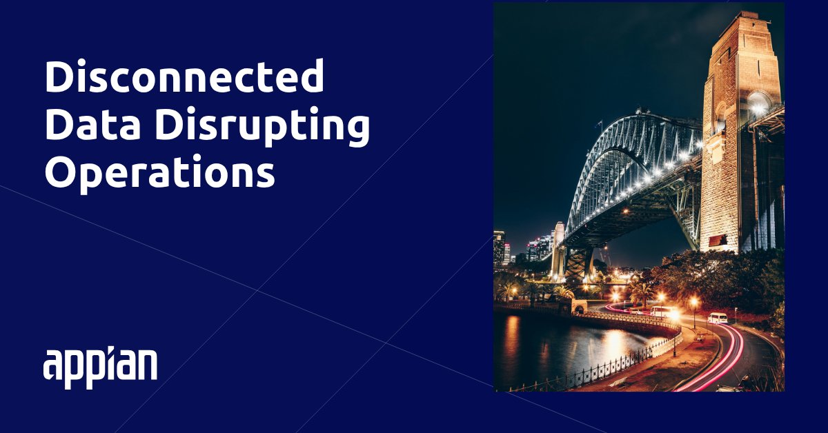 Appian's tweet image. New research shows Australian telecoms need better data access and security to stay competitive. Unified data can restore control. Discover more: ap.pn/44euZ2U #AIinProcess