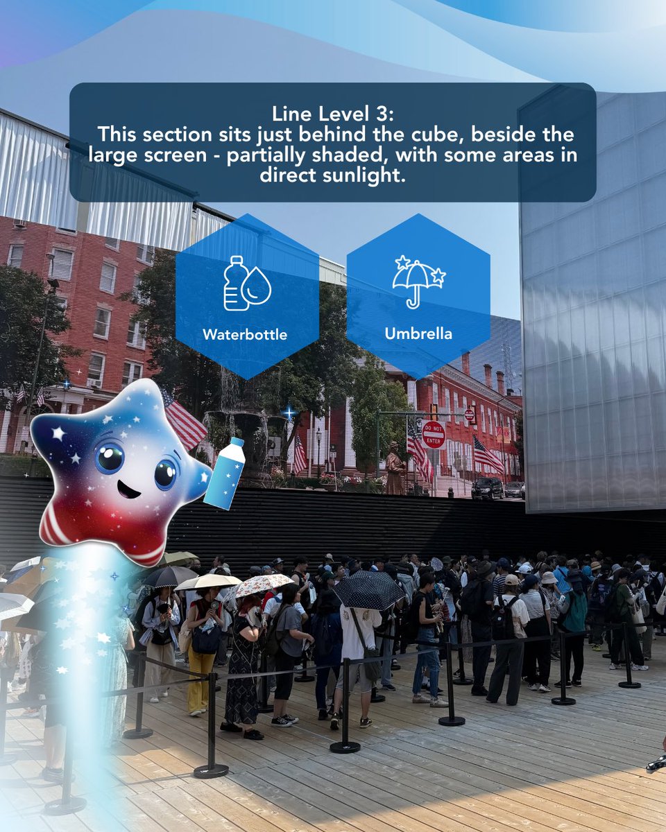 USA_Pavilion_'s tweet image. Summer is here! ☀️ If you’re planning to visit the USA Pavilion, please don’t forget:
✔️ Waterbottle
✔️ Umbrella (for uncovered sections, 1 and 3)
✔️ Neck fan/cooler
✔️ Foldable chair
✔️ Electrolytes and salt tablets
#USAPavilion #ExpoTips #ExpoSummer #ExpoHack #JapaneseSummer