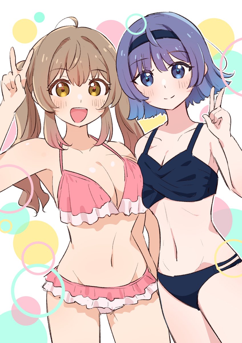 R8xnG's tweet image. 水着ささつづ～
#さとうささら #すずきつづみ