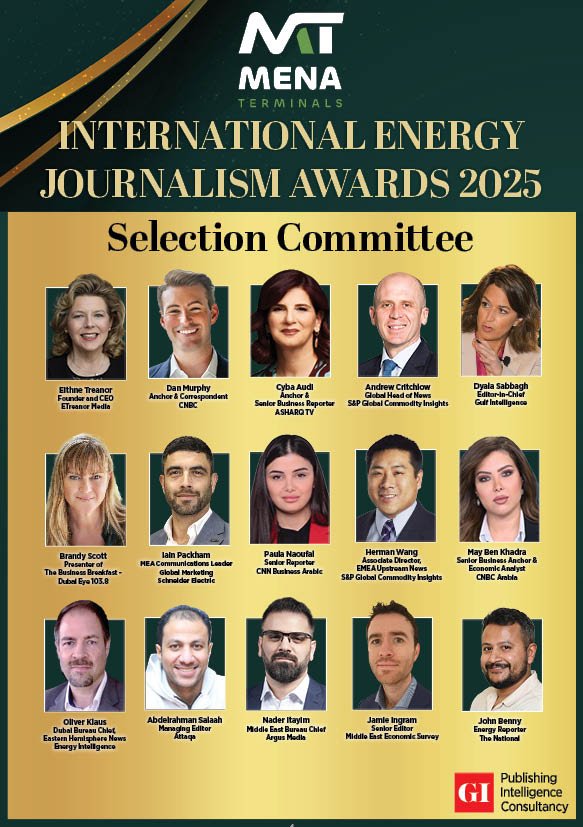 gulf_intel's tweet image. 📢 The Selection Committee behind the 2025 MENA Terminals Fujairah International Energy Journalism Awards
Click here to register for #EMFWEEK25: thegulfintelligence.com/en/gi-calendar…
@eithnetreanor @dan_murphy @cybaaudi @baldersdale @DyalaSabbagh_GI @HeyBrandyScott @iainpackham @PaulaNaoufal…