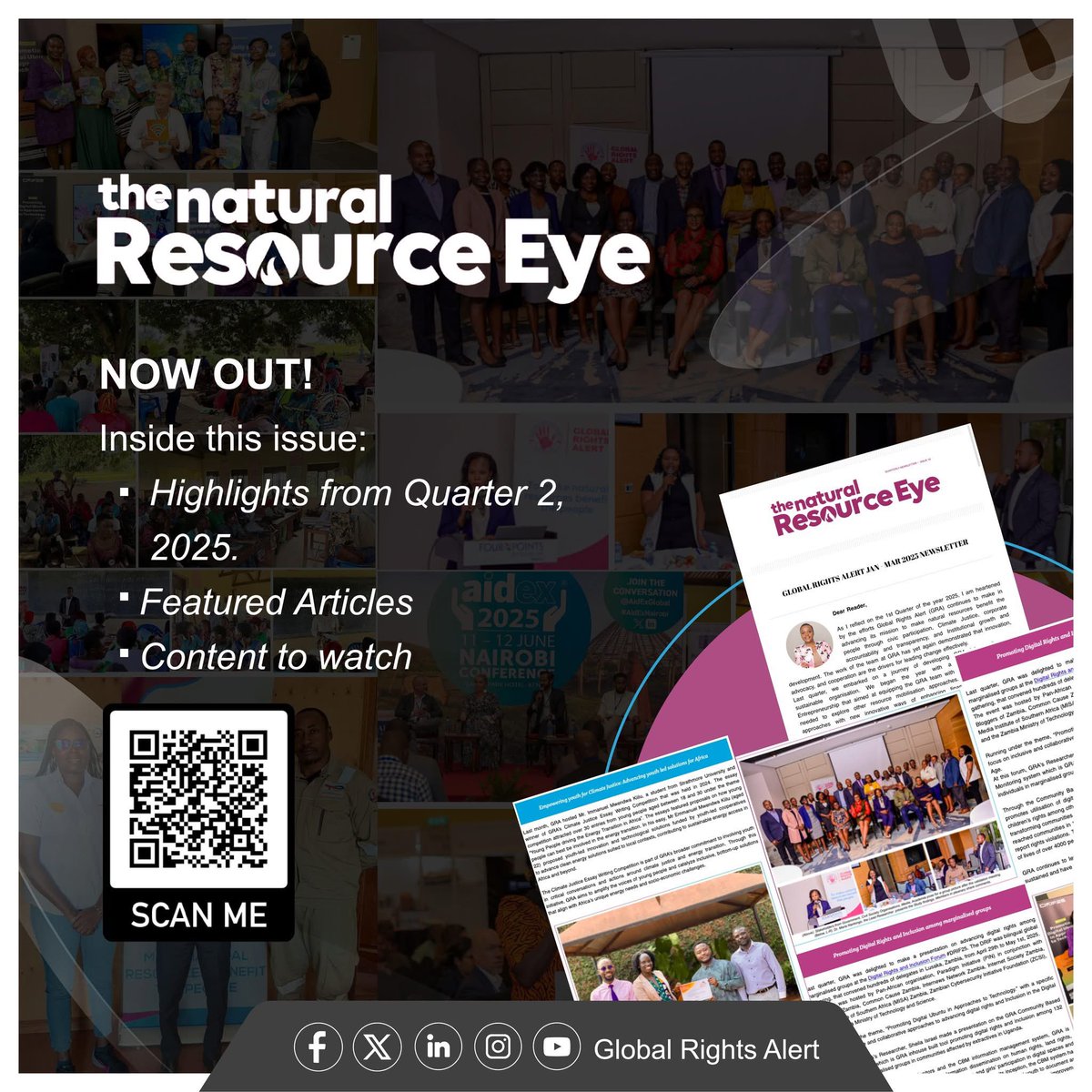 graUganda's tweet image. 📢 𝐍𝐨𝐰 𝐎𝐮𝐭!
We are excited to share with you Issue 19 of the GRA Quarterly Newsletter, The Natural Resource Eye.
Scan QR code or tap the link to read now »
🔗 shorturl.at/CcnhU
#TheNaturalResourceEye #ExtractivesUG