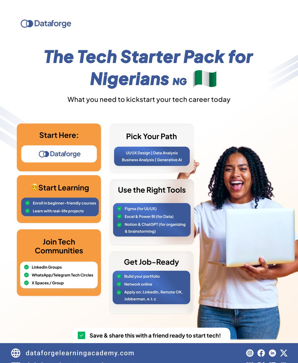 If you're in Nigeria and don’t have a tech skill in 2025, you’re already behind.
 That’s why we created the Tech Starter Pack,everything you need to kickstart your journey in tech.

Be job-ready by July 28.
Learn from anywhere.

👉 [Click the link] tinyurl.com/3v9j59hw