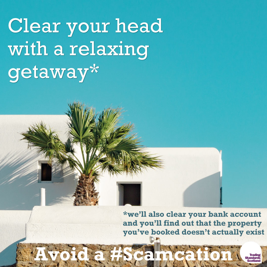 TSScot's tweet image. Where possible, pay for holidays via credit card rather than bank transfer – this offers more protection if you're a victim of fraud or if something goes wrong
Be suspicious if a provider only accepts payment by cash/bank transfer - avoid a #Scamcation
➡️tsscot.co.uk/holiday-scams/