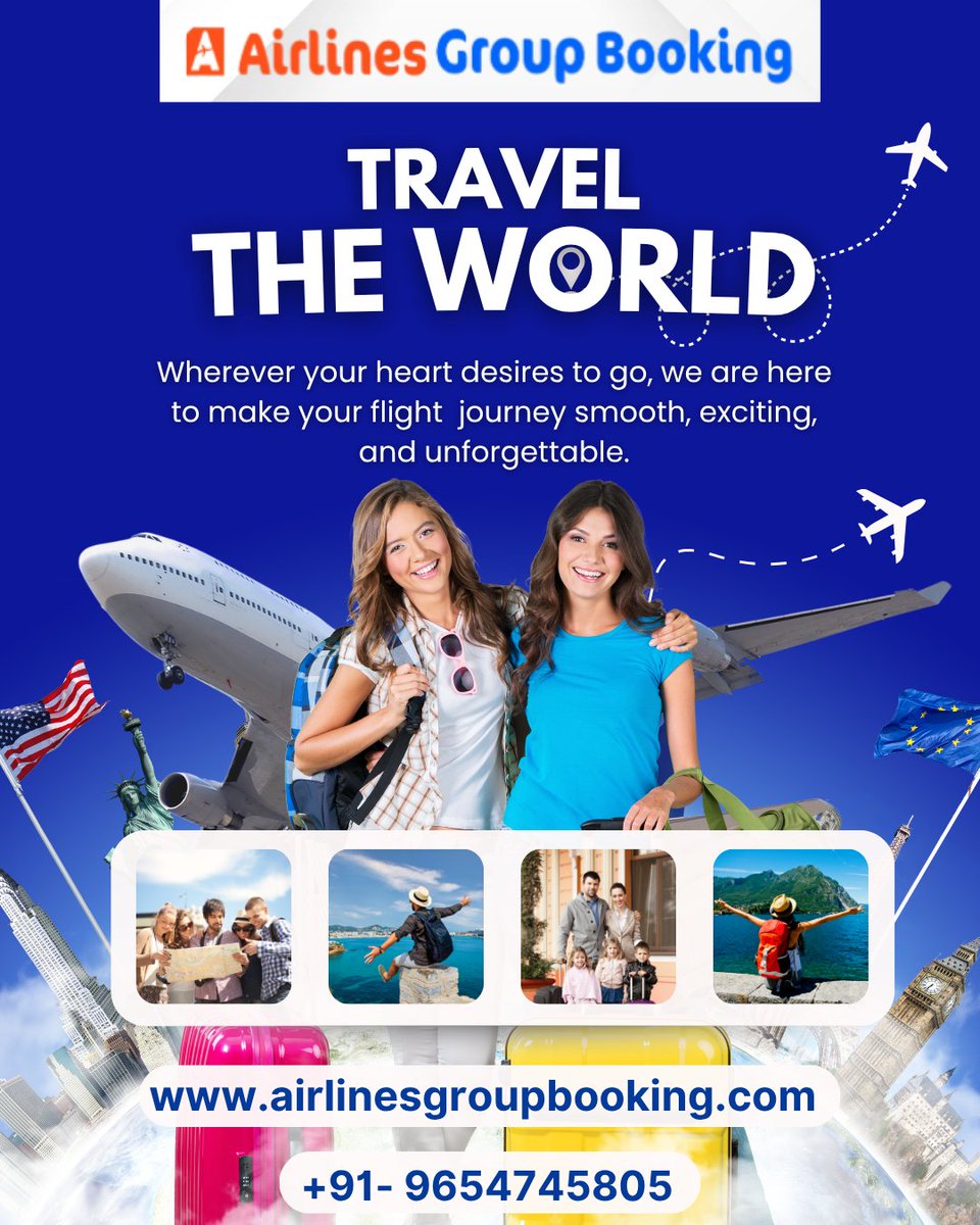 AirGroupBooking's tweet photo. 🌍✈️ Travel the world with ease!
Wherever your heart desires to go, Airlines Group Booking makes your journey smooth, exciting &amp; unforgettable.
👉 www.airlinesgroupbooking
📞 +91‑9654745805
#TravelTheWorld #FlightDeals #AirlinesGroupBooking #TravelMadeEasy https://t.co/AQDlu6GVx5