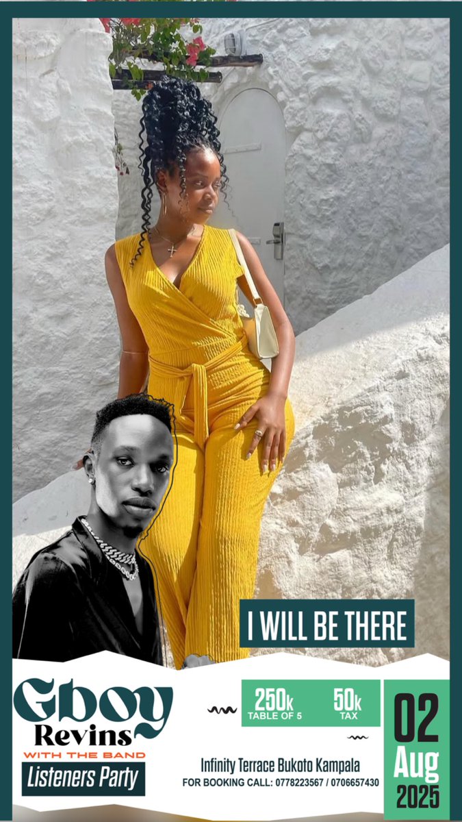 gboyrevins's tweet image. We are counting a few days to the GBOY Listeners Party…tell a friend to tell a friend to come through! 02/08/2025 💪at infinity Terrace Bukoto .. Doors open at 6pm #GBOYListenersParty