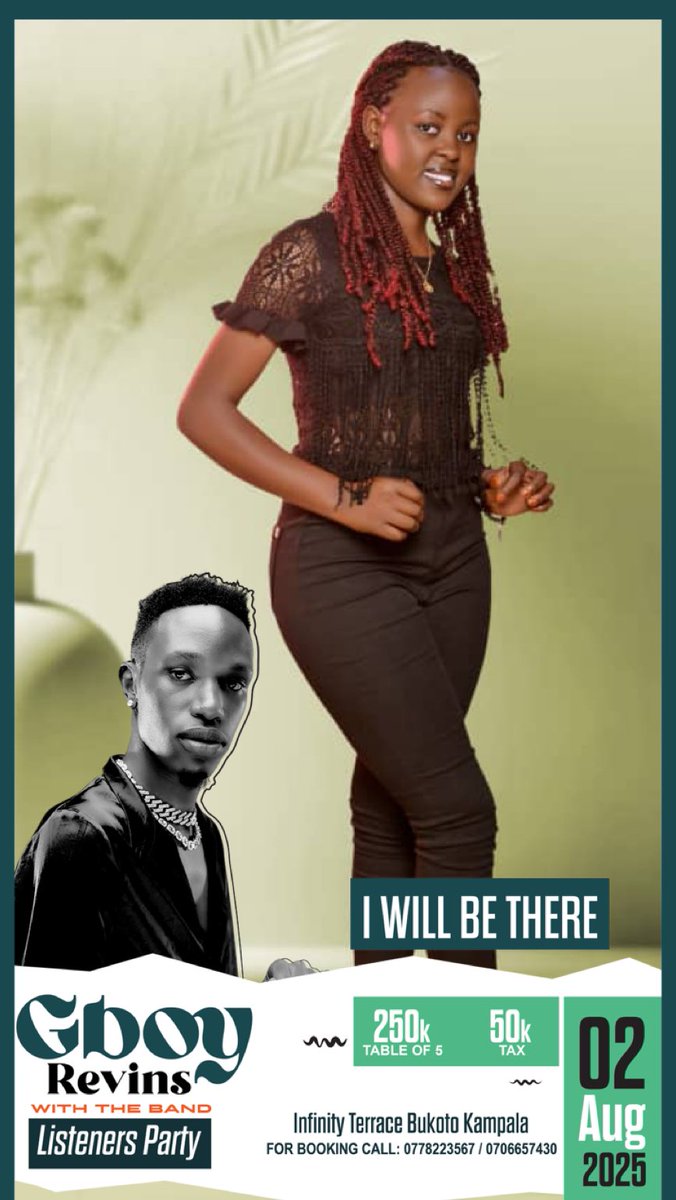 gboyrevins's tweet image. We are counting a few days to the GBOY Listeners Party…tell a friend to tell a friend to come through! 02/08/2025 💪at infinity Terrace Bukoto .. Doors open at 6pm #GBOYListenersParty
