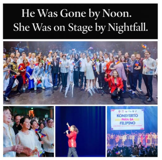 timeline
Mar 7, 2025 - PT was singing I will Survive in the after-party of MIFF as Liza Marcos took the dancefloor.
Mar 8, 2025 - PT was pronounced dead 12:05Pm
Mar 8, 2025 - Liza Marcos attended a concert from 4 pm onwards like nothing happened.