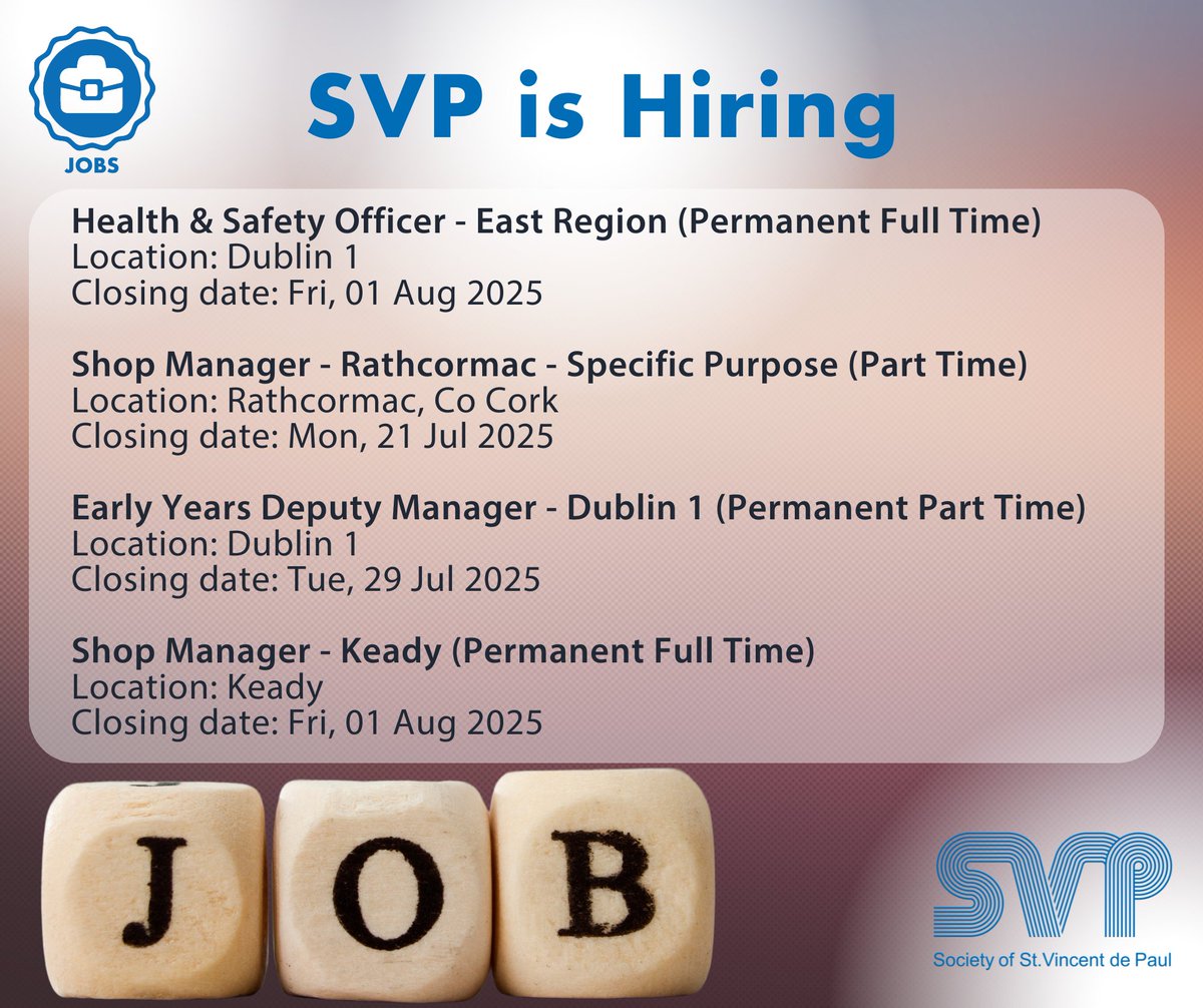 SVP_Ireland's tweet image. We&apos;re Hiring at SVP!

Ready to make a difference? The Society of St. Vincent de Paul is recruiting for exciting opportunities across various roles.

Join our team and help transform lives in your community.

Apply now: bit.ly/44pRTRT

#career #jobs #hiring #irishjobs…